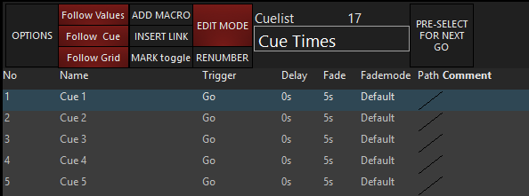 Setting Cue Timing