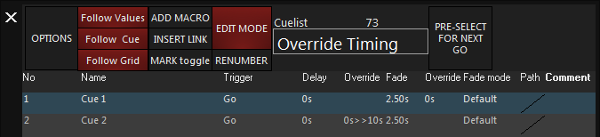 Setting Split Timing On Cues