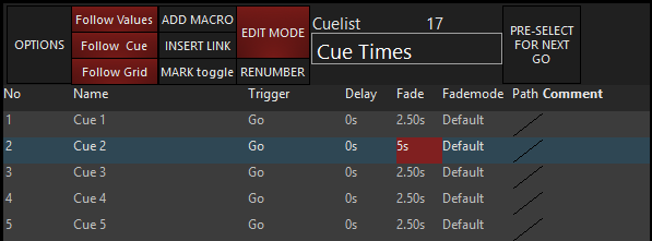 Setting Cue Timing
